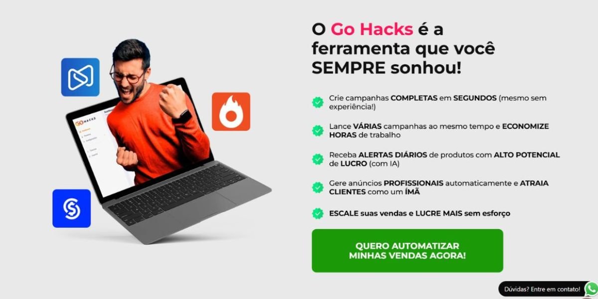 Go Hacks ferramenta de automação de vendas com IA criando campanhas completas e escalando vendas automaticamente